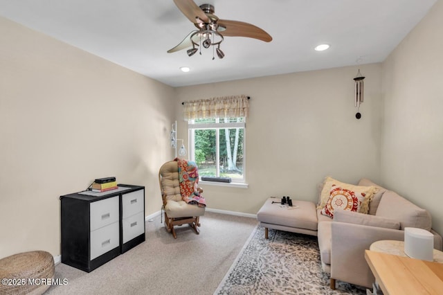 8 Yellowstone Ln, Howell, NJ 07731 - living area with carpet, ceiling fan, and recessed lighting