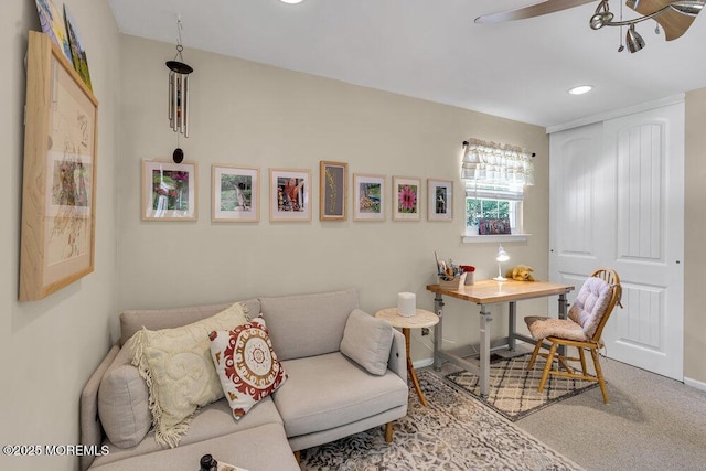 8 Yellowstone Ln, Howell, NJ 07731 - living area with ceiling fan, recessed lighting, and carpet
