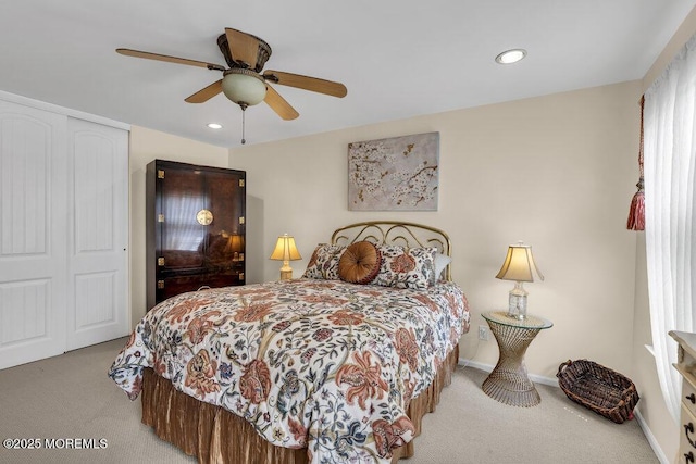 8 Yellowstone Ln, Howell, NJ 07731 - carpeted bedroom with a closet, recessed lighting, and a ceiling fan