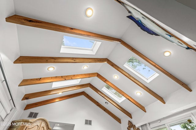7 Wallace Ave, Oakhurst, NJ 07755 - detailed view of a skylight, recessed lighting, and beamed ceiling