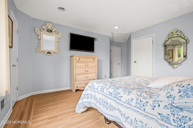 7 Wallace Ave, Oakhurst, NJ 07755 - bedroom with attic access, light wood-type flooring, and recessed lighting