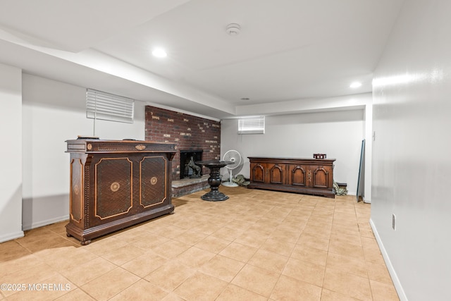 7 Wallace Ave, Oakhurst, NJ 07755 - finished below grade area with recessed lighting and light tile patterned flooring