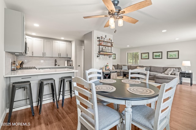 50 Lenape Trl, Tinton Falls, NJ 07724 - dining space featuring wood finished floors, recessed lighting, and ceiling fan