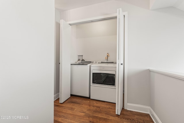 50 Lenape Trl, Tinton Falls, NJ 07724 - laundry room featuring washing machine and dryer and dark wood-style flooring