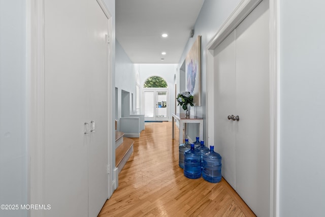 460 Runyan Ave, Deal, NJ 07723 - hallway featuring light wood-style floors, recessed lighting, and stairs