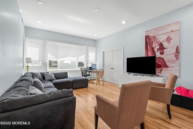 460 Runyan Ave, Deal, NJ 07723 - living room with light wood-style flooring and recessed lighting