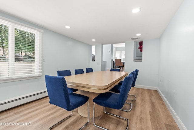 460 Runyan Ave, Deal, NJ 07723 - dining area featuring a baseboard heating unit, light wood finished floors, and recessed lighting