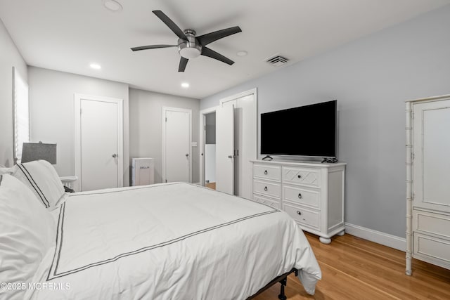 460 Runyan Ave, Deal, NJ 07723 - bedroom featuring light wood-style flooring, recessed lighting, and ceiling fan