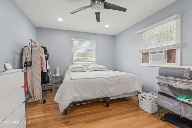 460 Runyan Ave, Deal, NJ 07723 - bedroom featuring wood finished floors, ceiling fan, recessed lighting, cooling unit, and a baseboard heating unit