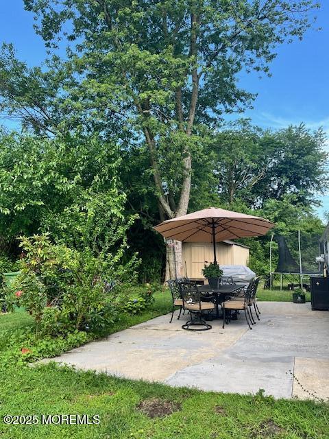 304 Palmer Ave, Neptune Township, NJ 07753 - view of patio featuring a trampoline and a detached carport