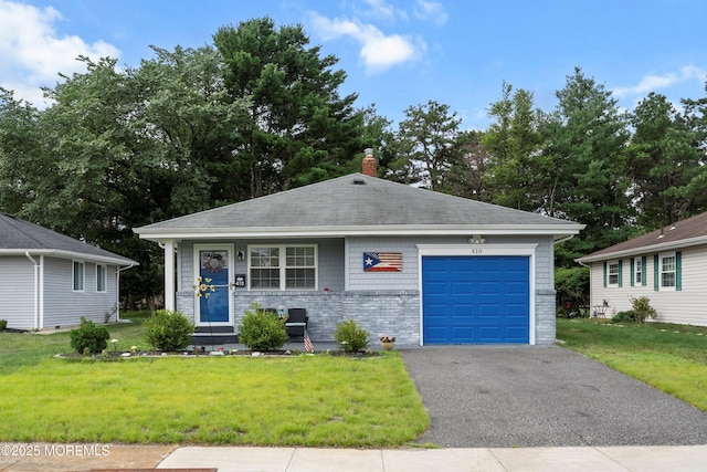 410 Jamaica Blvd, Toms River, NJ 08757 - view of front of property featuring driveway, a front yard, a chimney, an attached garage, and a shingled roof