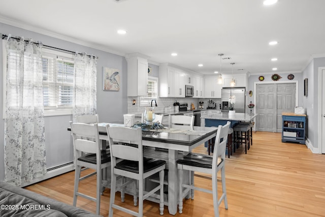 410 Jamaica Blvd, Toms River, NJ 08757 - dining space featuring crown molding, recessed lighting, and light wood-style floors