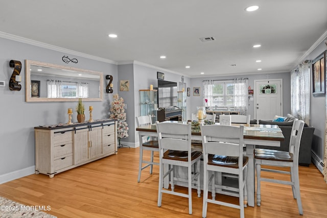 410 Jamaica Blvd, Toms River, NJ 08757 - dining space featuring ornamental molding, light wood-style floors, and recessed lighting