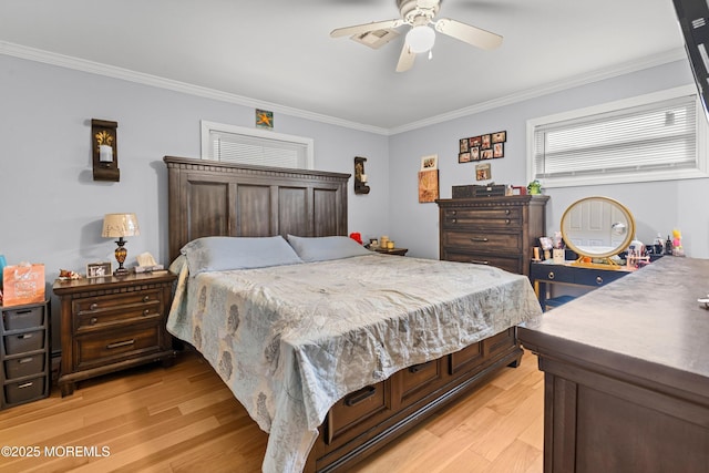 410 Jamaica Blvd, Toms River, NJ 08757 - bedroom featuring ornamental molding, light wood finished floors, and ceiling fan