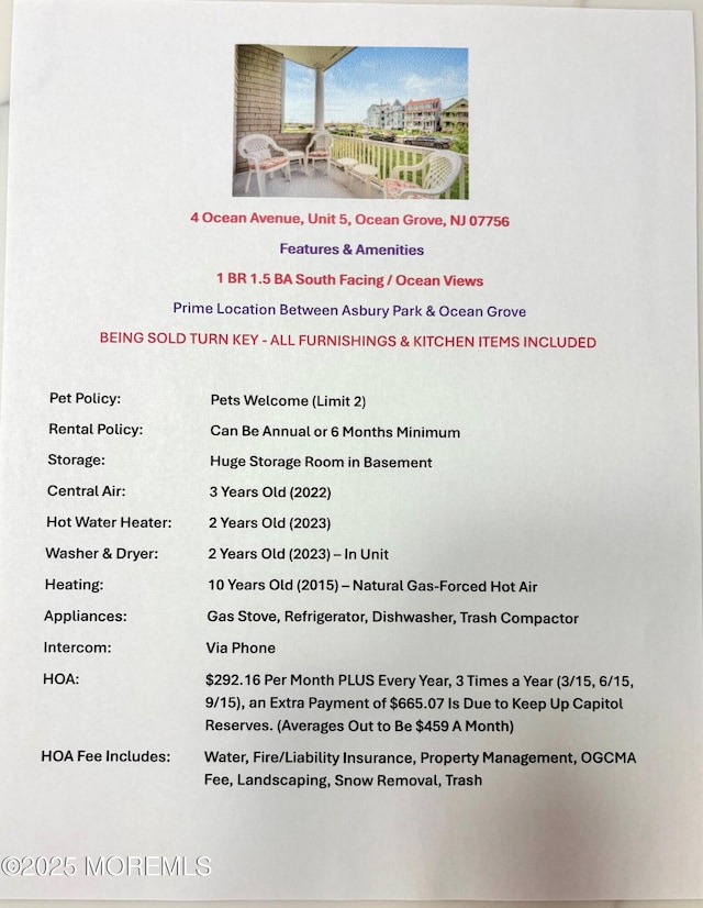 4 Ocean Ave Unit 5, Ocean Grove, NJ 07756 - view of miscellaneous listing collateral