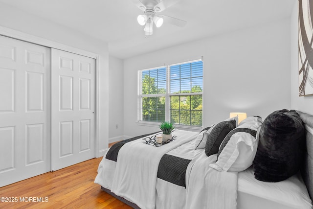 9 Nutmeg Ct, Tinton Falls, NJ 07753 - bedroom featuring light wood-style floors, a closet, and ceiling fan