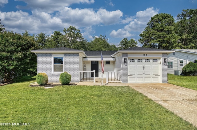 163 Courtshire Dr, Brick, NJ 08723 - ranch-style home with an attached garage, driveway, a front lawn, and brick siding