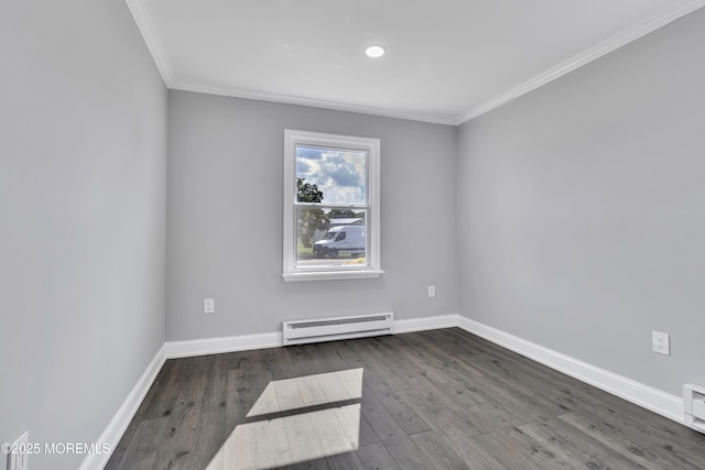 163 Courtshire Dr, Brick, NJ 08723 - unfurnished room with a baseboard radiator, crown molding, and dark wood-style floors