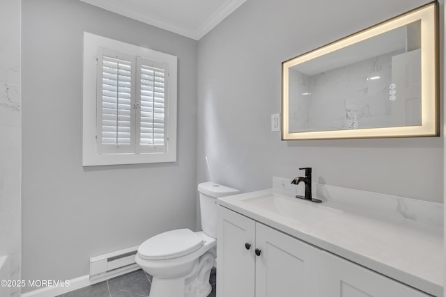 163 Courtshire Dr, Brick, NJ 08723 - full bathroom featuring a baseboard radiator, ornamental molding, and vanity