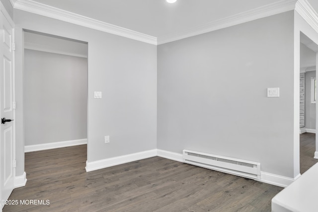 163 Courtshire Dr, Brick, NJ 08723 - unfurnished bedroom with a baseboard heating unit, dark wood finished floors, and ornamental molding