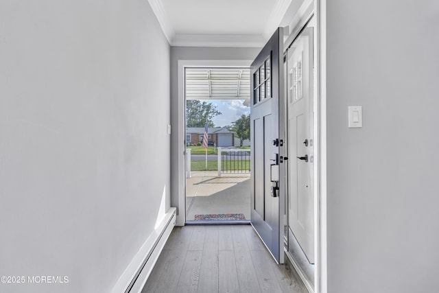 163 Courtshire Dr, Brick, NJ 08723 - doorway featuring crown molding and hardwood / wood-style flooring