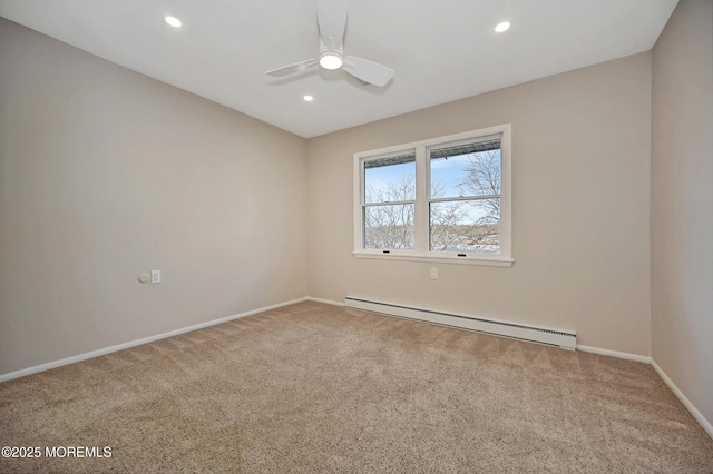 43 Cambridge Ct Unit K, Lakewood, NJ 08701 - carpeted spare room featuring a baseboard heating unit, a ceiling fan, and recessed lighting