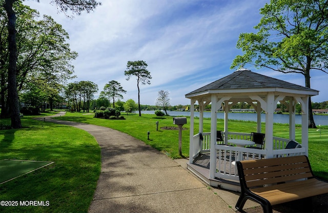 43 Cambridge Ct Unit K, Lakewood, NJ 08701 - view of home's community with a gazebo, a water view, and a lawn