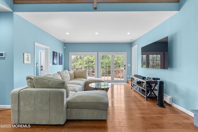 2262 Allenwood Rd, Allenwood, NJ 08720 - living area featuring wood finished floors, a baseboard heating unit, and recessed lighting