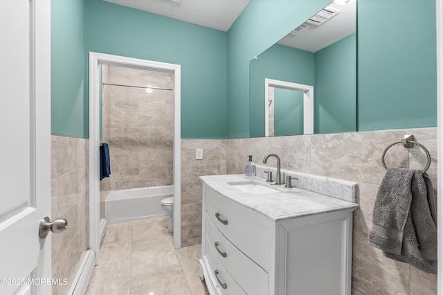 2262 Allenwood Rd, Allenwood, NJ 08720 - full bath featuring tile walls, vanity, wainscoting, bathtub / shower combination, and tile patterned floors