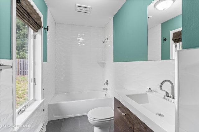 2262 Allenwood Rd, Allenwood, NJ 08720 - bathroom with vanity, plenty of natural light, tile patterned flooring, and bathing tub / shower combination