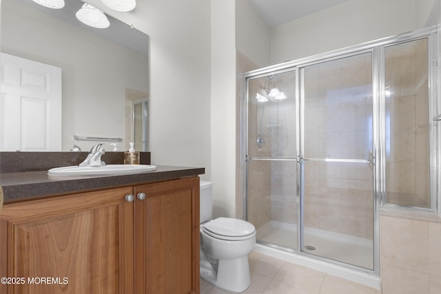 428 Sophee Ln, Lakewood, NJ 08701 - full bathroom with tile patterned flooring, vanity, and a shower stall