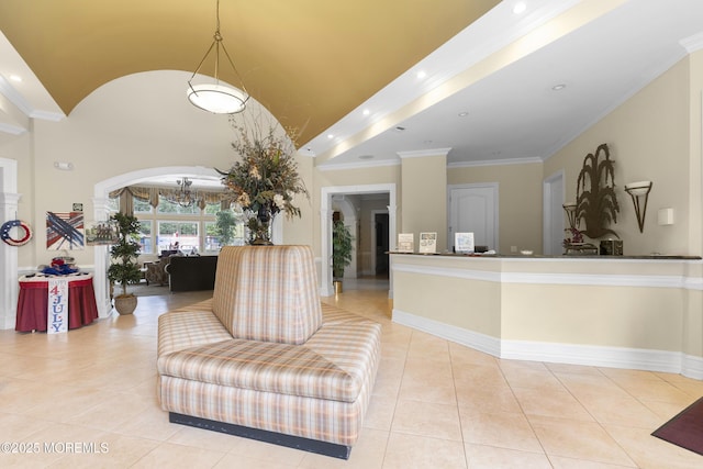 428 Sophee Ln, Lakewood, NJ 08701 - reception area featuring recessed lighting, arched walkways, and ornamental molding