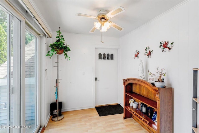 128 Korn Market Unit E, Freehold, NJ 07728 - entrance foyer featuring wood finished floors, ceiling fan, and crown molding