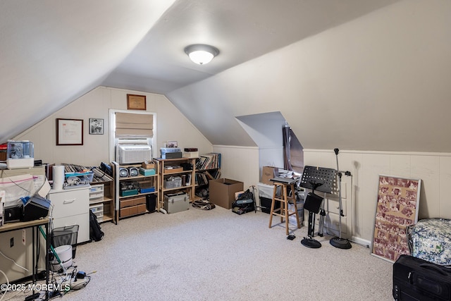 281 Hance Rd, Fair Haven, NJ 07704 - office area featuring carpet floors and vaulted ceiling