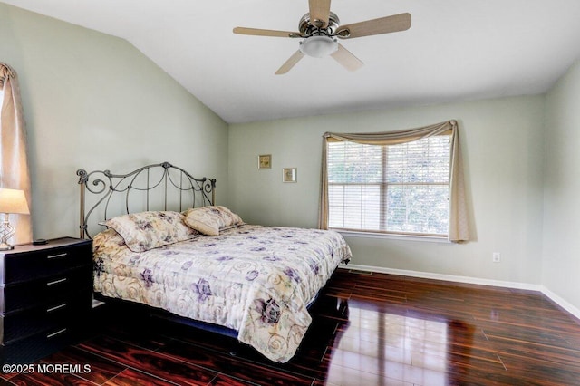 53 Grassmere Ct Unit 1, Freehold, NJ 07728 - bedroom featuring wood finished floors, lofted ceiling, and a ceiling fan