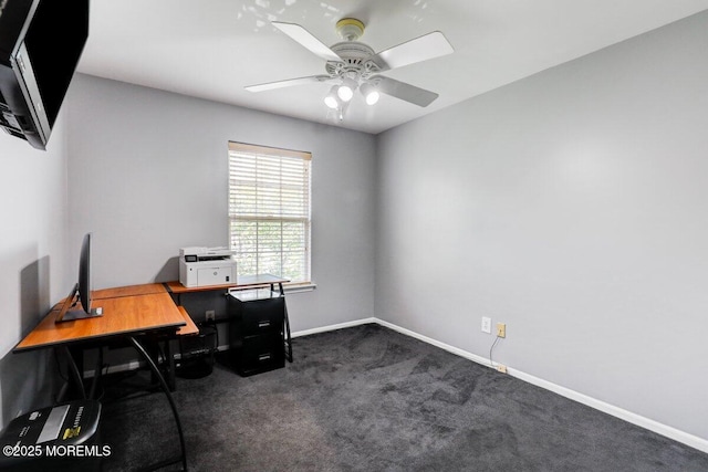 53 Grassmere Ct Unit 1, Freehold, NJ 07728 - home office with a ceiling fan and dark carpet