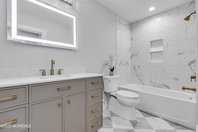 127 Rogers St, Bayville, NJ 08721 - bathroom with vanity, washtub / shower combination, and recessed lighting