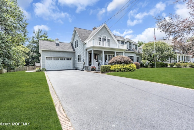 20 Wardell Ave, Rumson, NJ 07760 - view of front of house with a garage, driveway, a porch, and a chimney