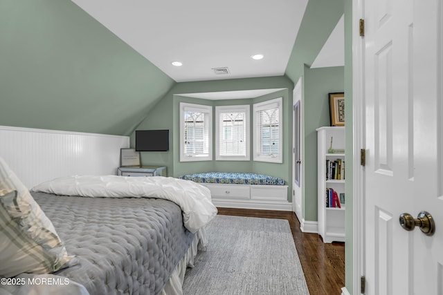 20 Wardell Ave, Rumson, NJ 07760 - bedroom with dark wood-style floors, vaulted ceiling, and recessed lighting
