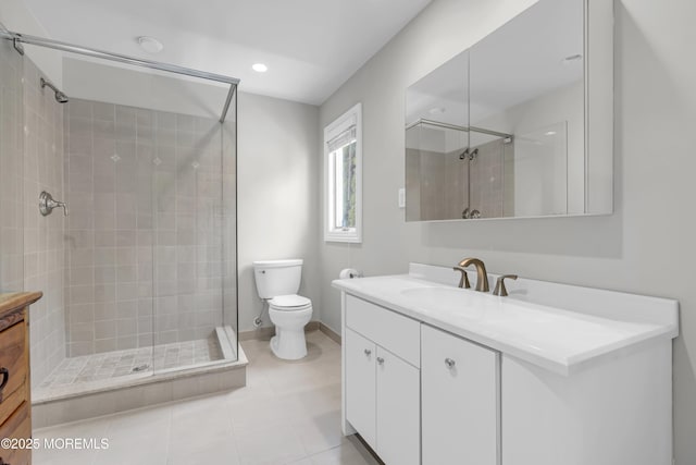 20 Wardell Ave, Rumson, NJ 07760 - full bath with vanity, a stall shower, recessed lighting, and tile patterned floors