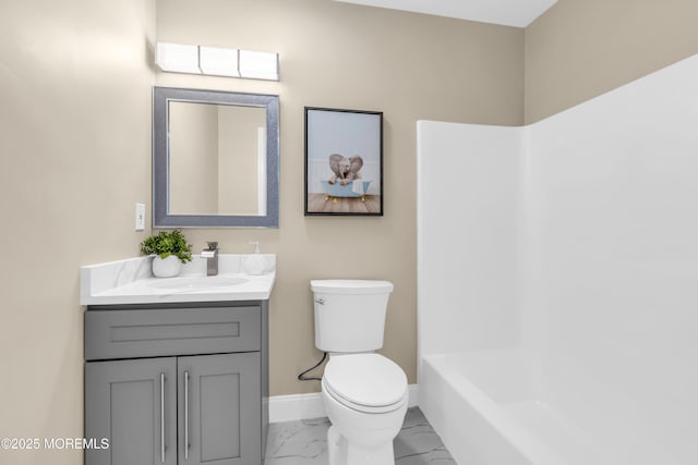1066 Windlass Dr, Manahawkin, NJ 08050 - full bathroom featuring vanity, marble finish floors, and washtub / shower combination