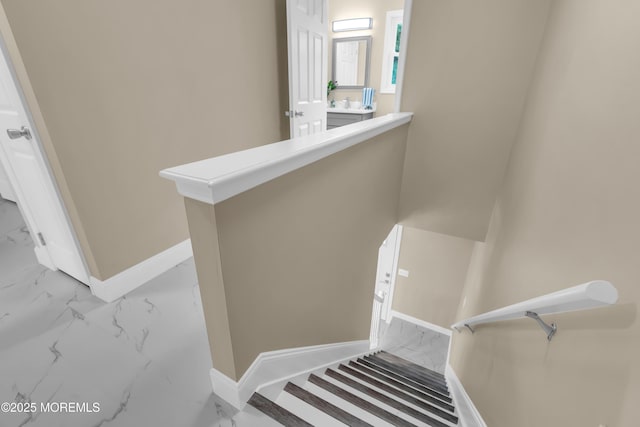 1066 Windlass Dr, Manahawkin, NJ 08050 - staircase featuring marble finish flooring and baseboards