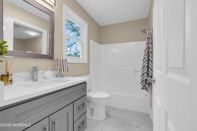 1066 Windlass Dr, Manahawkin, NJ 08050 - full bath with vanity, marble look tile flooring, and shower / washtub combination