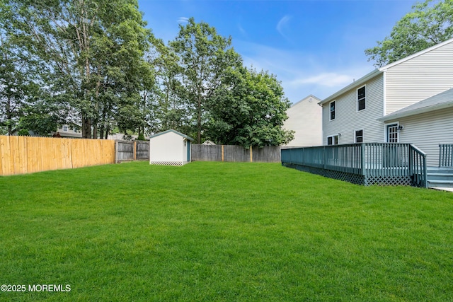 1066 Windlass Dr, Manahawkin, NJ 08050 - fenced backyard with a storage shed and a wooden deck