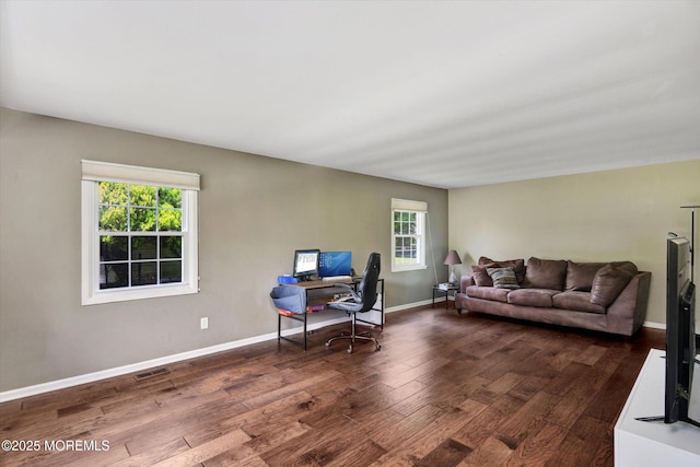 25 Forman Ln, Manalapan, NJ 07726 - living area with dark wood finished floors and an office area