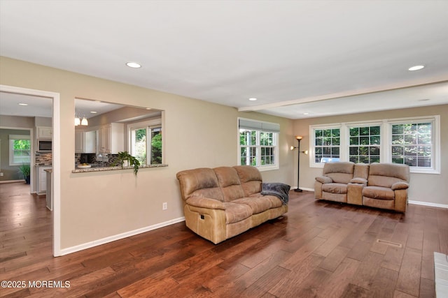 25 Forman Ln, Manalapan, NJ 07726 - living room with dark wood-type flooring and recessed lighting