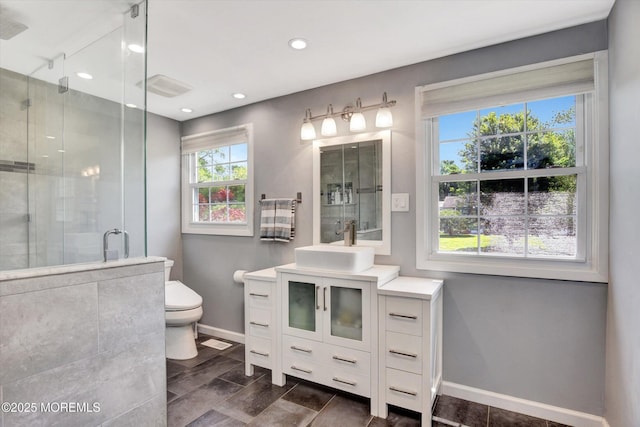 25 Forman Ln, Manalapan, NJ 07726 - full bathroom with a shower stall, vanity, and recessed lighting