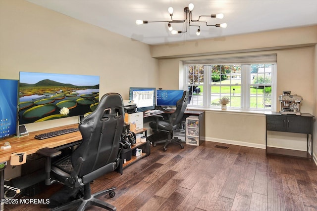 25 Forman Ln, Manalapan, NJ 07726 - office space with a chandelier and wood finished floors
