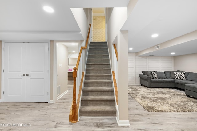 7 Lorraine Ct, East Brunswick, NJ 08816 - stairway featuring wood finished floors and recessed lighting
