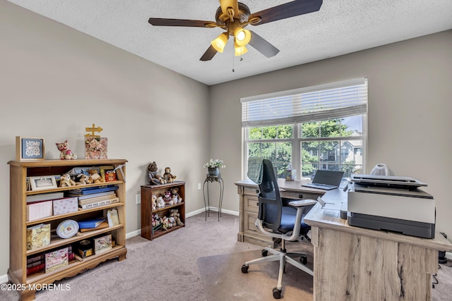 1602 Wagon Wheel Ct, Freehold, NJ 07728 - carpeted home office with ceiling fan and a textured ceiling